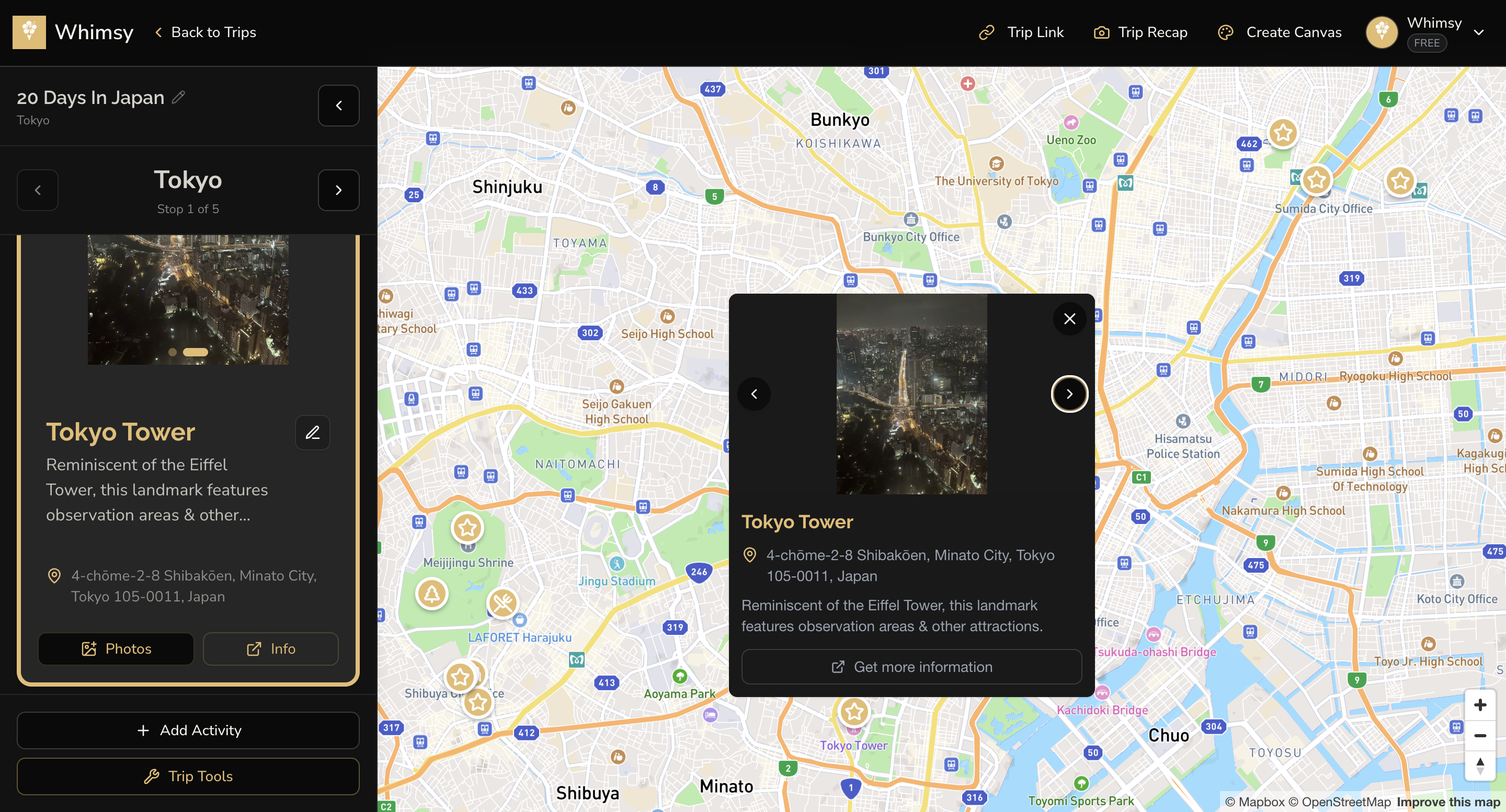 Map planning interface